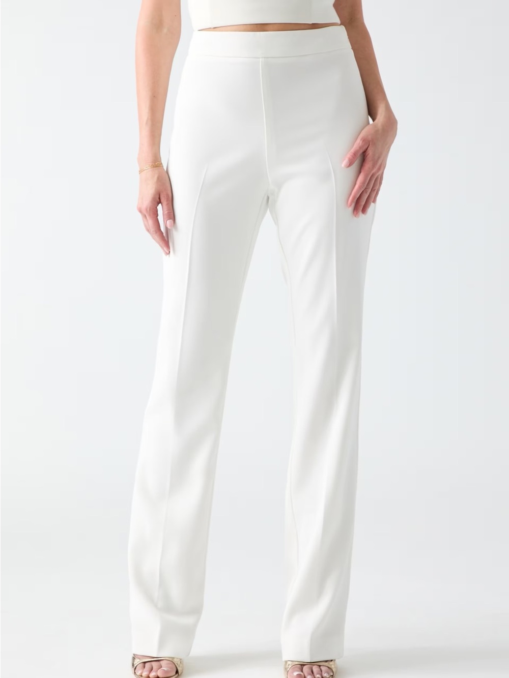 Marciano White Straight-Leg High-Waist Trousers